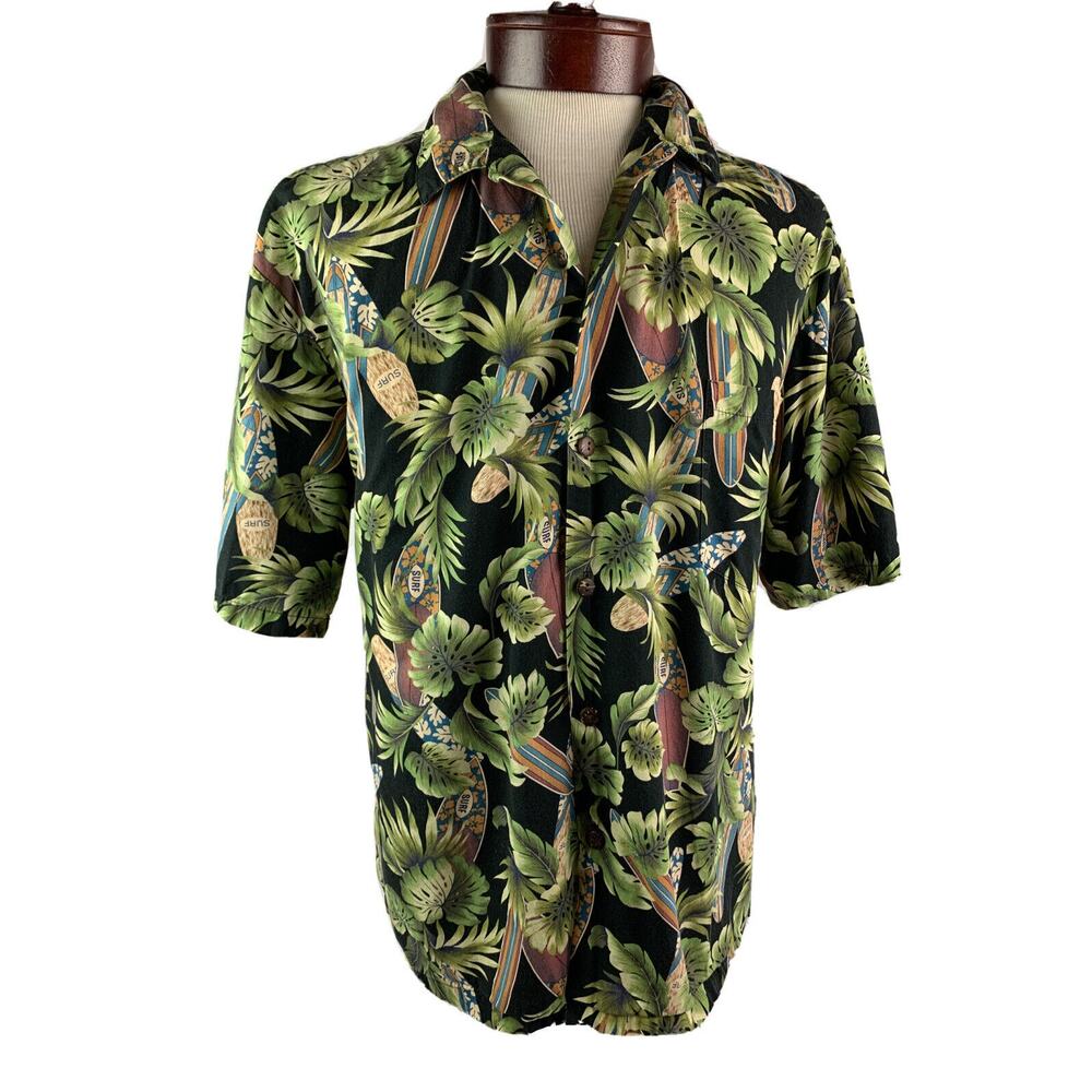 XL HiLo Hattie Mens Hawaiian Shirt Surf Theme Made in Hawaii Button Down
